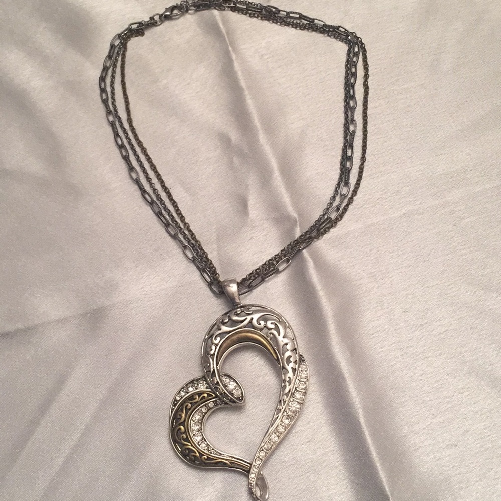 Gold and silver toned heart necklace